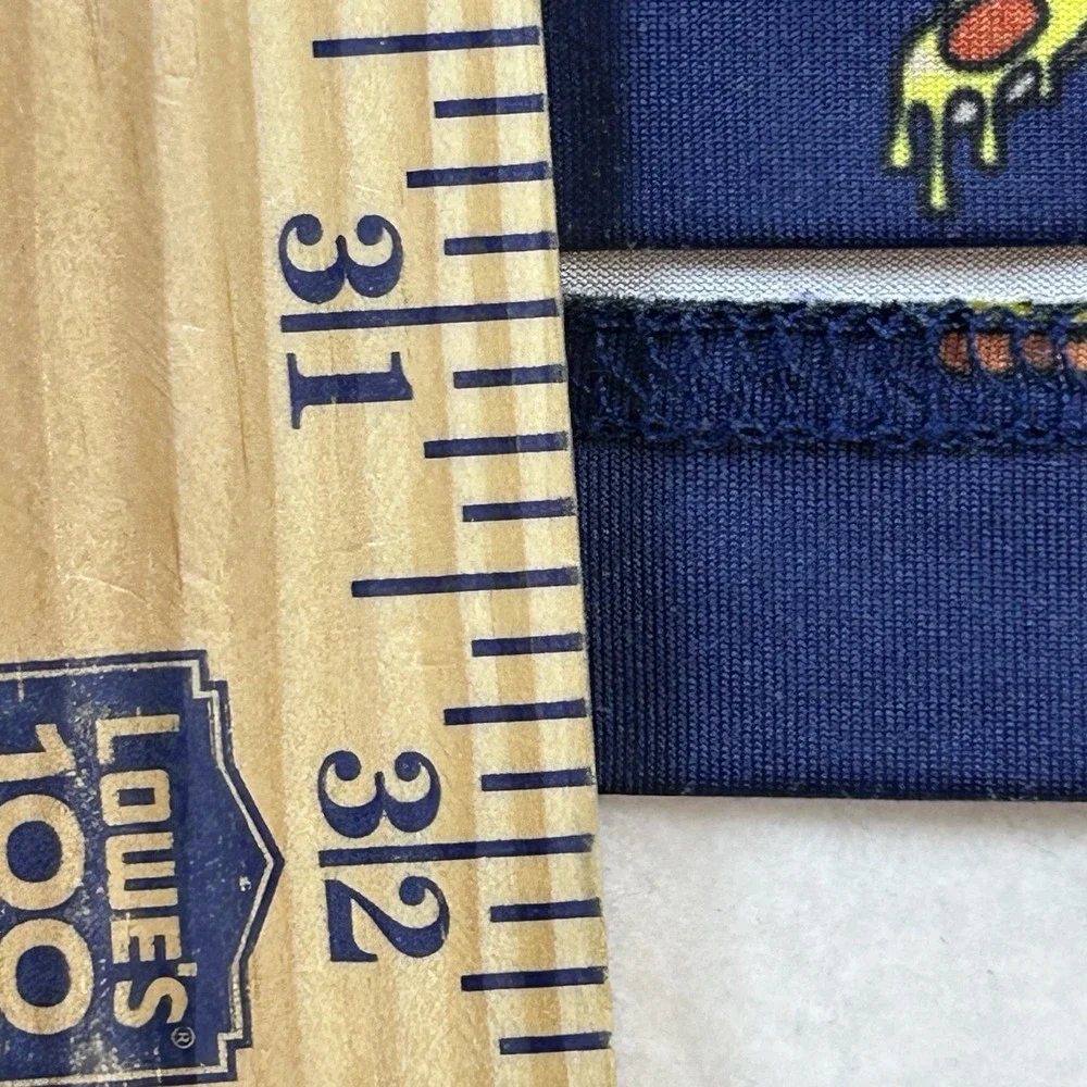 Bermies Polo Shirt Mens XL Blue Pizza All Over Print Golf Performance‎ Whimsy